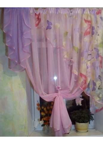 Кухонна фіранка Луїза рожевий метелик права No Brand (372515652)