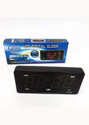 Часы электронные CX 2159 12В 220В Настольные Настенные Будильник Черный корпус Зеленые цифры Caixing (372908581)