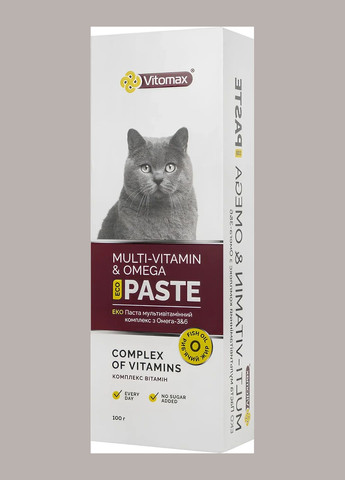 Еко паста MULTIVITAMIN&OMEGA мультивітамінний комплекс з Омега -3&6 для кішок Вітомакс 100 г Vitomax (289978612)