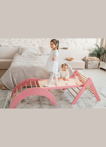 Дитячий набір Монтессорі Трикутник Піклер + Арка Піклер + Гірка + Матрасик. РОЖЕВИЙ LunaToys (306552758)