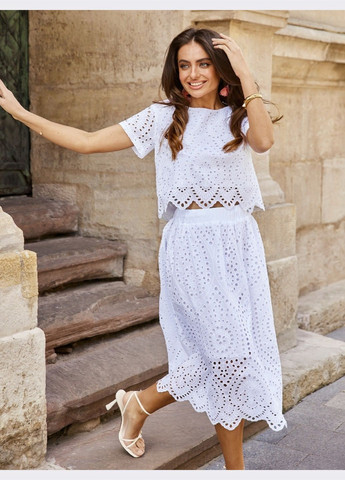 костюм из прошвы белого цвета с юбкой Dressa (296261583)