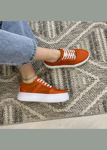 Кеды женские комбинированные на шнуровке.. 39 размер Vasha para оранжевые (331346189)