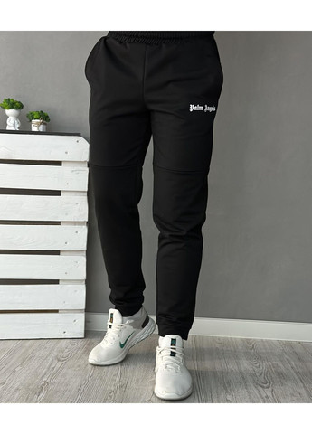 Чоловічий демісезонний спортивний костюм чорний худі + штани (двонитка) No Brand (370022030)