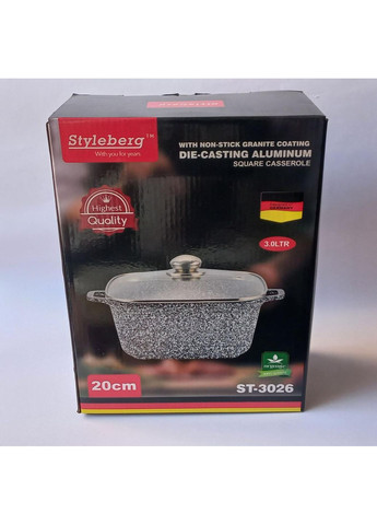 Кастрюля с антипригарным гранитным покрытием с крышкой 20см Styleberg ST3026 3л No Brand (300079568)