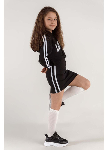 Чорний демісезонний костюм для дівчинки сарафан худі Dinomin