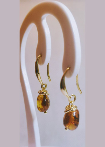 Сережки 2677 з натурального бурштину Медовий відтінок MINOV (311310479)