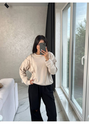 Бежевый женский свитшот FINO Mode без декора (359652251)