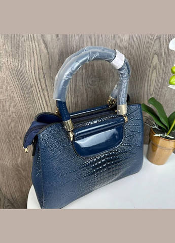 Женская лаковая сумочка рептилия, небольшая сумка под рептилию стиль крокодила змеиная Синий No Brand (334730814)