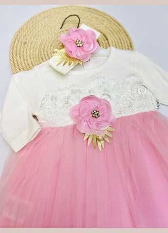 Світло-рожева сукня для дівчаток з пов'язкою на голову Murat baby (279537772)