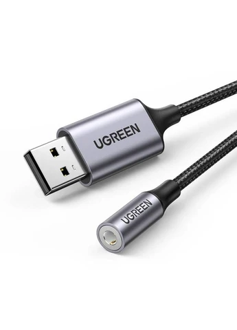 Звукова карта USB AUX jack, TRRS (Mic + Ear) KT0210 25 СМ Чорна CM477 Ugreen (382190101)