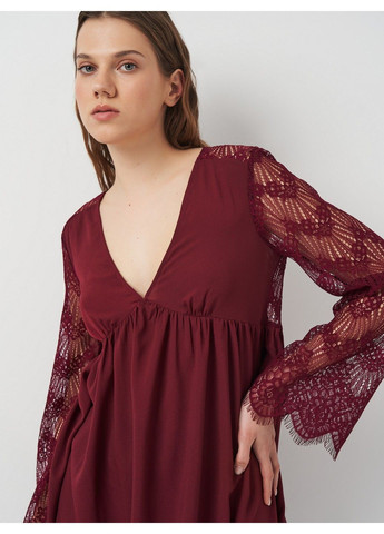 Бордовое кэжуал платье H&M однотонное