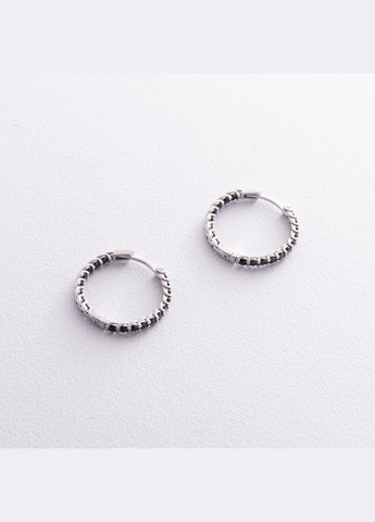 Серебряные серьги кольца с черными фианитами OR126110 Oniks (264023803)