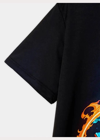 Комбінована футболка чоловіча 3d принт скелет вогняного байкера на мотоциклі термо дихаюча літня xl 54 No Brand