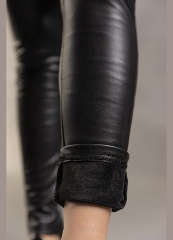 Черные утепленные кожаные леггинсы для девочки 126883 No Brand