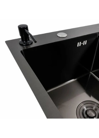 Кухонна мийка CM 58*48 L чорна PVD Handmade (круглий сифон 3,0/0,8) Valeso (351480946)
