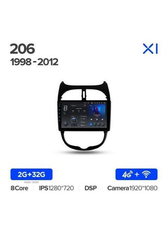 Штатна магнітола TS9-002 4+32Gb Peugeot 206 1998-2012 9" Decker (378902231)