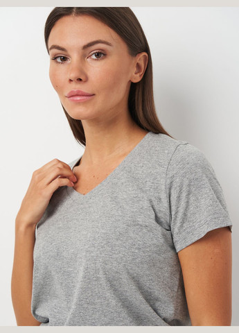 Женская футболка с v-образным вырезом серая Роза - (315363635)