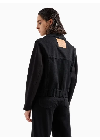 Черная демисезонная джинсовая куртка 8353829 чёрный 5p1603 Emporio Armani