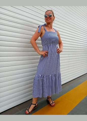 Білий вечірня літній сарафан у смужку на бретелях 2 Льва