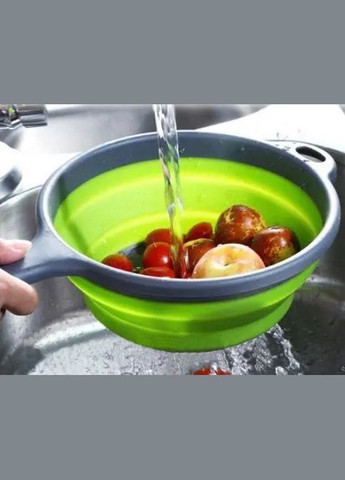 Дуршлаг APlus силиконовый складной с удобной ручкой 43х22х9 Зеленый A-Plus (306447670)