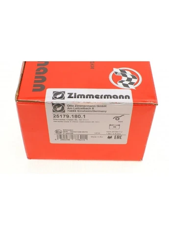 Колодки гальмівні дискові ПЕРЕДН MB S-SERIES: S300, S350, 3S400, S500 03/14- 25179.180.1 ZIMMERMANN (339660288)