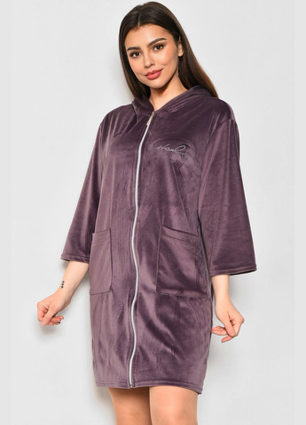 Халат жіночий напівбатальний велюровий бузкового кольору Let's Shop (280938047)