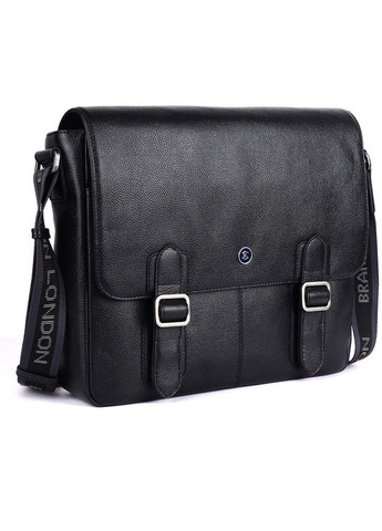 Сумка чоловіча через плече шкіряна портфель для документів А4 планшет в дорогу для телефону Чорний 34320 Brampton London (331862440)