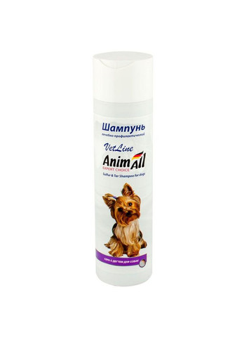 Шампунь VetLine лікувальний з сіркою та дьогтем для собак, Енімал Ветлайн 2639, 250 мл AnimAll (278308106)