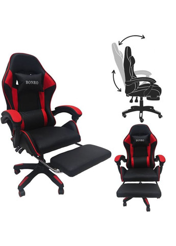 Кресло геймерское B-945 красное с подставкой для ног Bonro (371993873)