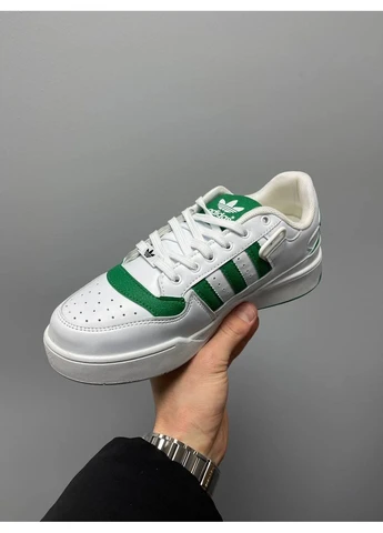 Білі літні кросівки adidas new low forum white green адідас форум No Brand