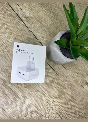 Быстрая Зарядка, Адаптер для iPhone Power Adapter USB-C+C 50W No Brand (346483772)