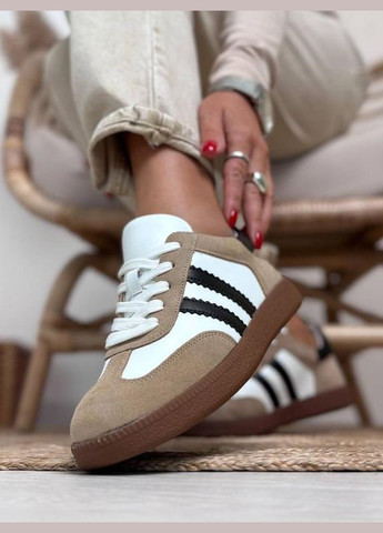 Женские кроссовки из натуральной кожи и замши, бежевые кроссовки Samba код 10460 Hengji бежевые демисезоны (342059979)
