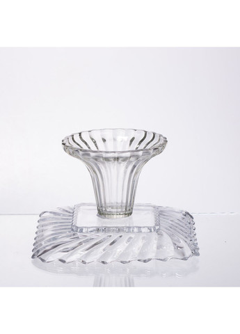 Тортівниця скляна квадратна на ніжці 16х16 см прозора для десертів та випічки сервірувальна страва Yiwu (370432170)