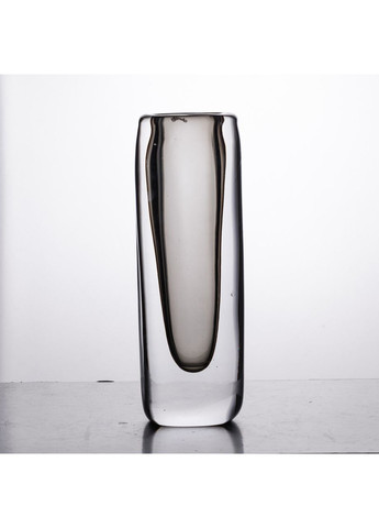 Ваза стеклянная прозрачная 7.7х5.5х24.5 см для цветов декоративная 200 мл Серая Flower Season (360456811)