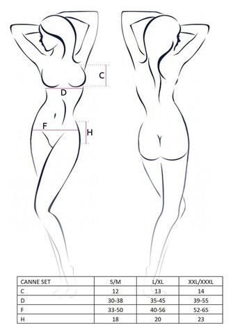 Чорний демісезонний комплект білизни canne set black l/xl - : ліф-бандо, пояс-спідничка, стрінги Passion