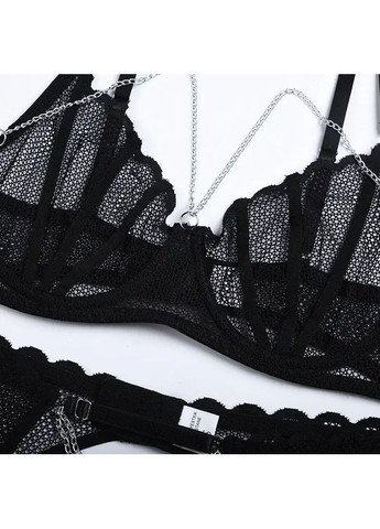Черный демисезонный кружевной комплект с поясом. женский черный комплект нижнего белья размера s-l China