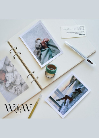 Фотоальбом Wood Our Wedding Day з дерев'яною обкладинкою на кільцях | Весільний альбом для фото кремові листи WOW DIY (304997306)