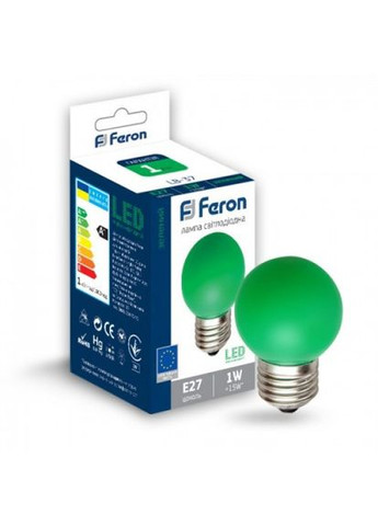 Светодиодная декоративная лампа LED LB-37 1W E27 зеленая (25117) Feron (305755072)