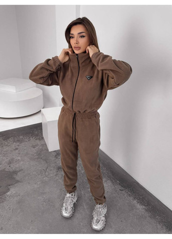 Жiночий теплий комбінезон iз флiса кавового кольору 35892 Fashion (368153137)