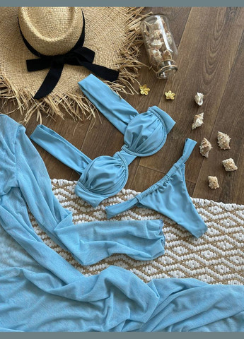 Голубой летний нежный стильный комплект с платьем-туником Vakko