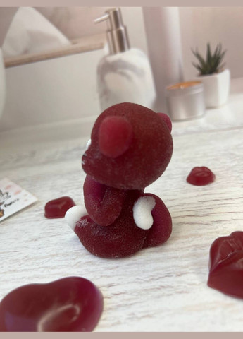 Подарунковий набір свічок та мила в коробці серце насичено бордового кольору (марсала) Lucky Soap (316606079)