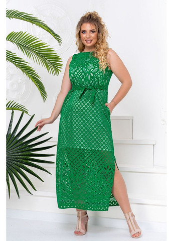 Зеленое летнее платье лен органза 20091 зеленое Tanita-Romario