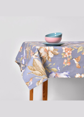 Скатерть 140х170 см хлопчатобумажная скатерть с водоотталкивающим покрытием, принт Колибри Джинс IDEIA (334726777)