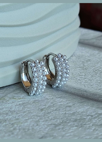 Стильные серьги под серебро родий ксюпинг xuping с жемчугом Xuping Jewelry (337503387)