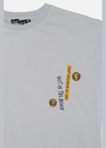 Сіра літня футболка з коротким рукавом для хлопчика колір сірий цб-00246448 First Kids