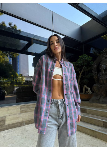 Розовая повседневный рубашка однотонная DK/DL Мода без кордонів