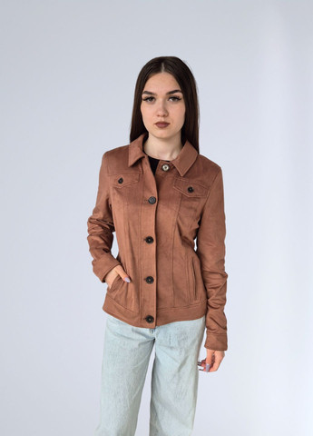 Коричнева демісезонна куртка жіноча однотонна замшева Bonita