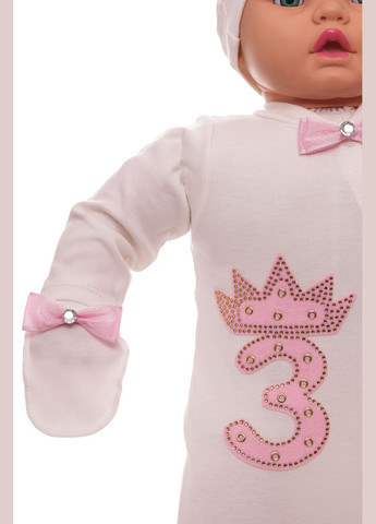 Чоловічок з шапкою, царапками та нагрудником для дівчинки інтерлок З рожевий 62 см (35481) Murat baby (296193400)