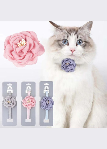 Стильний нашийник для кішок, прикрашений милою квіткою Фіолетовий S (20-27см) Kitty (308862959)