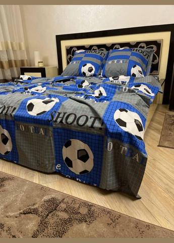 Постельное белье хлопковое Мяч Полуторное 150 x 220 Бязь Синее 70 х 70 No Brand (280937792)